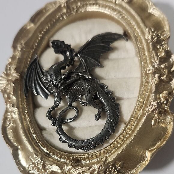 Large Pewter Dragon Celtic Flying Fantasy Pendant 2" Pendant - Picture 1 of 3